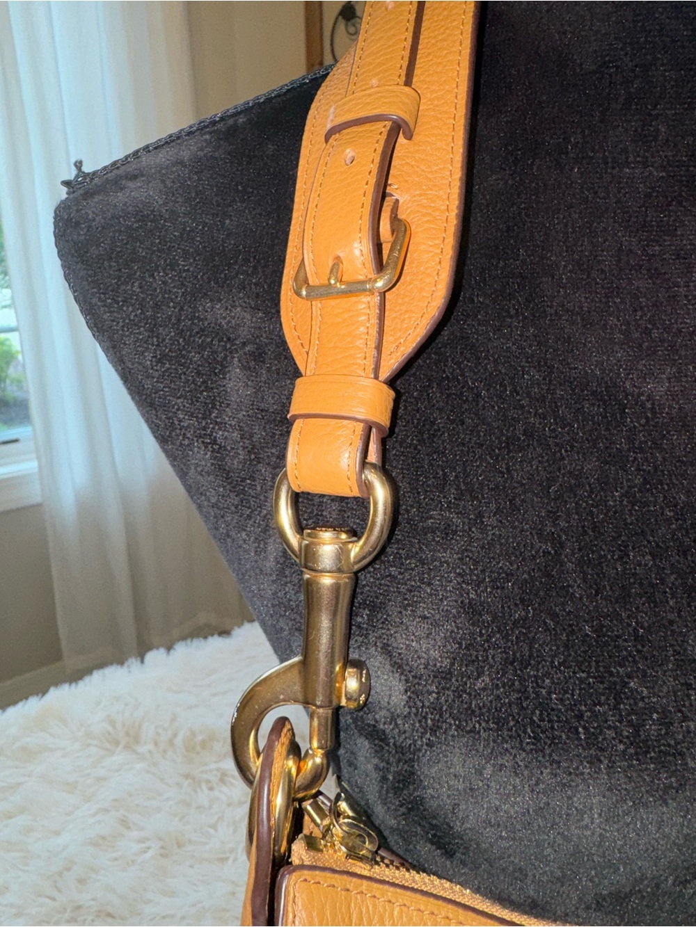 Coach Pebbled Leather Hobo Bag in Caramel - Picture 2 of 11